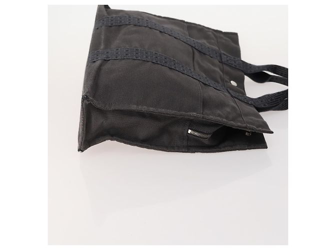 Hermès Borsa Fourre Tout HERMES Cotton 3 Set Black Gray Auth BA12670 Marrone Nero - vista 4