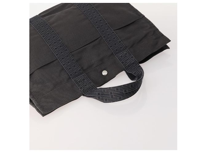 Hermès Borsa Fourre Tout HERMES Cotton 3 Set Black Gray Auth BA12670 Marrone Nero - vista 5