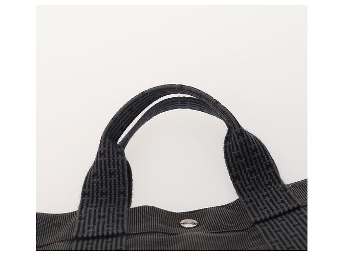 Hermès Borsa Fourre Tout HERMES Cotton 3 Set Black Gray Auth BA12670 Marrone Nero - vista 6