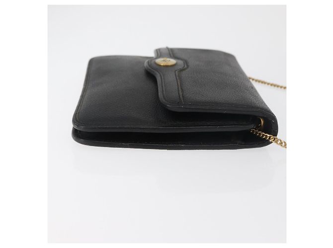 Christian Dior Chain Schultertasche Leder Schwarz Gold Auth 181317 Golden - Ansicht 3