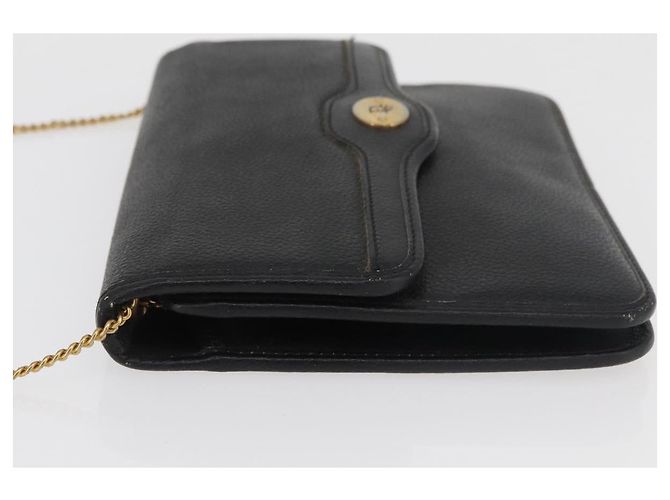Christian Dior Chain Schultertasche Leder Schwarz Gold Auth 181317 Golden - Ansicht 4