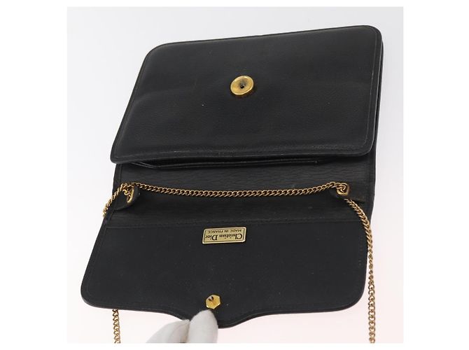 Christian Dior Chain Schultertasche Leder Schwarz Gold Auth 181317 Golden - Ansicht 9