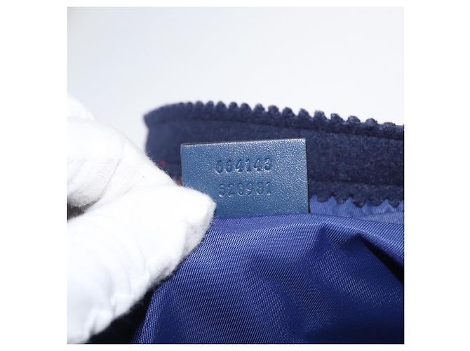 Borsa a tracolla per bambini GUCCI in tela blu argento 664143 Auth BA12815 - vista 11