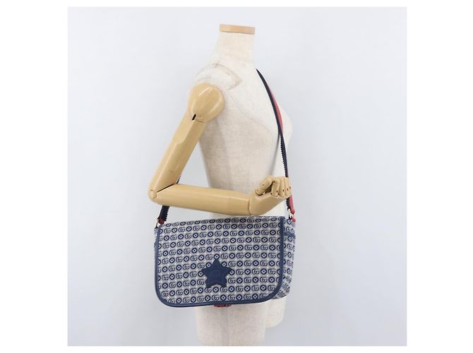 Borsa a tracolla per bambini GUCCI in tela blu argento 664143 Auth BA12815 - vista 22