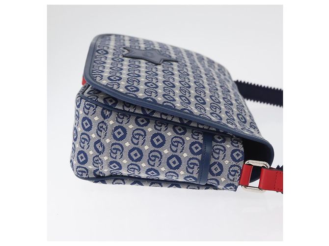 Borsa a tracolla per bambini GUCCI in tela blu argento 664143 Auth BA12815 - vista 3