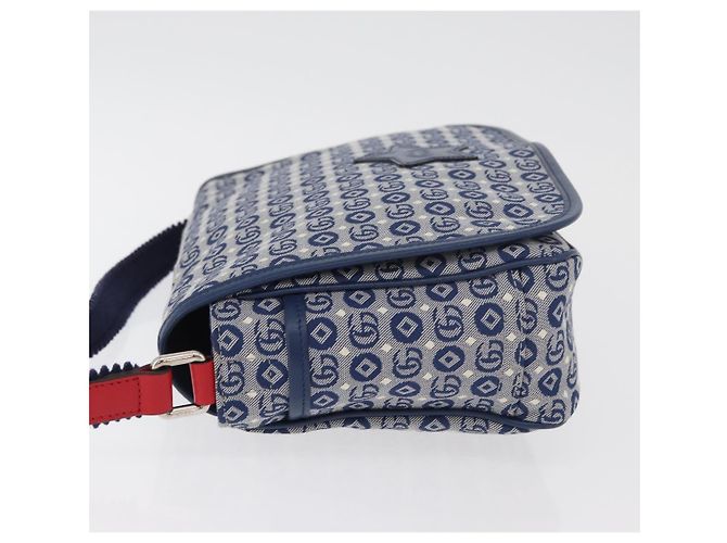 Borsa a tracolla per bambini GUCCI in tela blu argento 664143 Auth BA12815 - vista 4