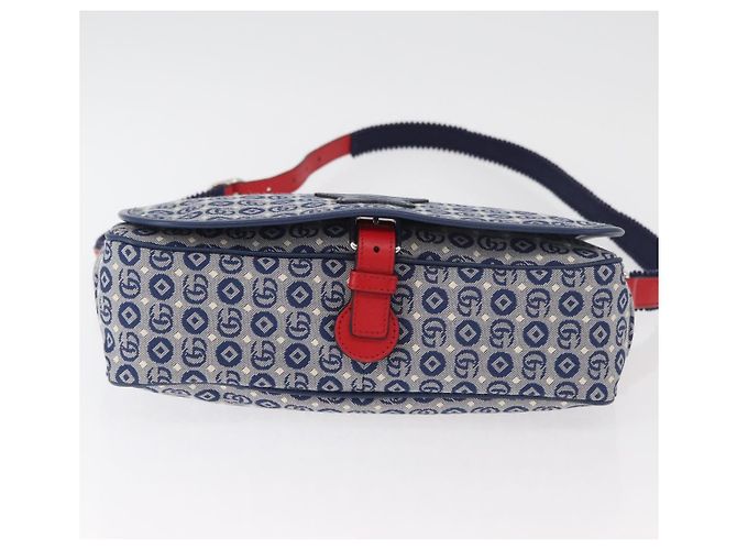 Borsa a tracolla per bambini GUCCI in tela blu argento 664143 Auth BA12815 - vista 5