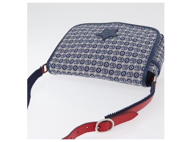 Borsa a tracolla per bambini GUCCI in tela blu argento 664143 Auth BA12815 - vista 6