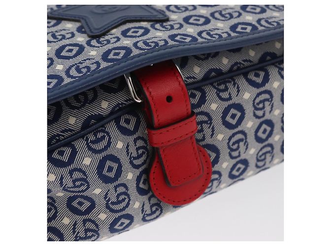 Borsa a tracolla per bambini GUCCI in tela blu argento 664143 Auth BA12815 - vista 9