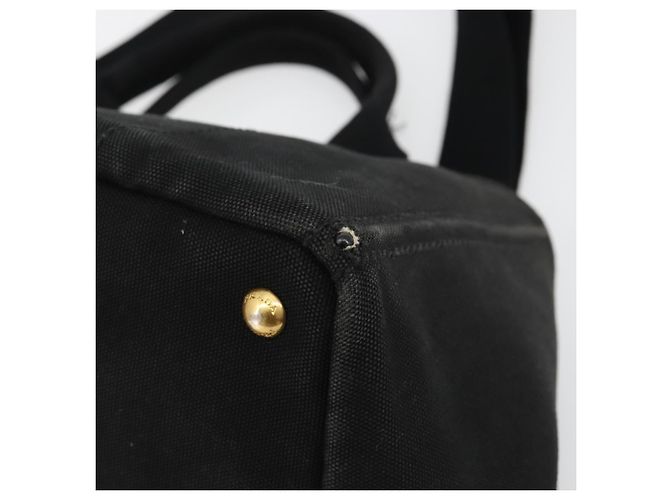 Borsa PRADA Canapa MM in tela 2way Nero Oro Auth 180606 D'oro - vista 16