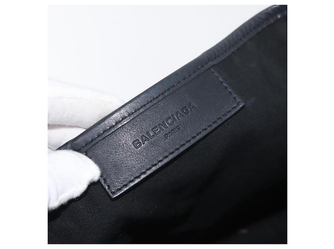 BALENCIAGA Navy Kabas S Tote Bag Leder Schwarz Silber 339933 Auth 180690 - Ansicht 10