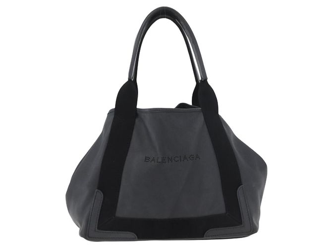 BALENCIAGA Navy Kabas S Tote Bag Leder Schwarz Silber 339933 Auth 180690 - Ansicht 13