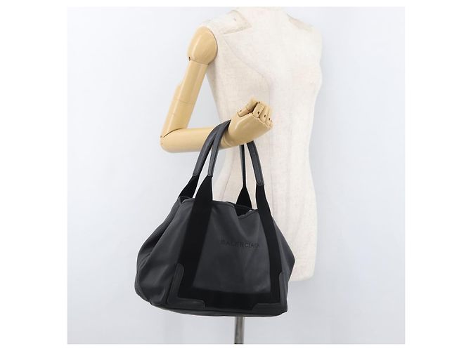 BALENCIAGA Navy Kabas S Tote Bag Leder Schwarz Silber 339933 Auth 180690 - Ansicht 19