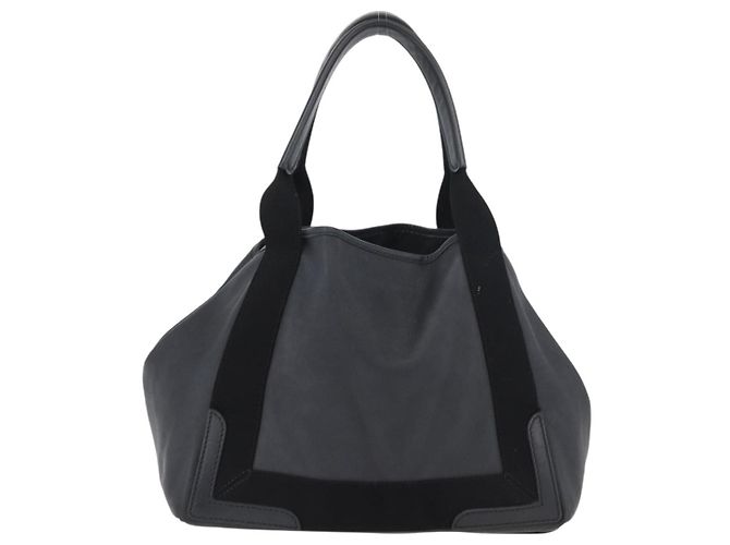 BALENCIAGA Navy Kabas S Tote Bag Leder Schwarz Silber 339933 Auth 180690 - Ansicht 2