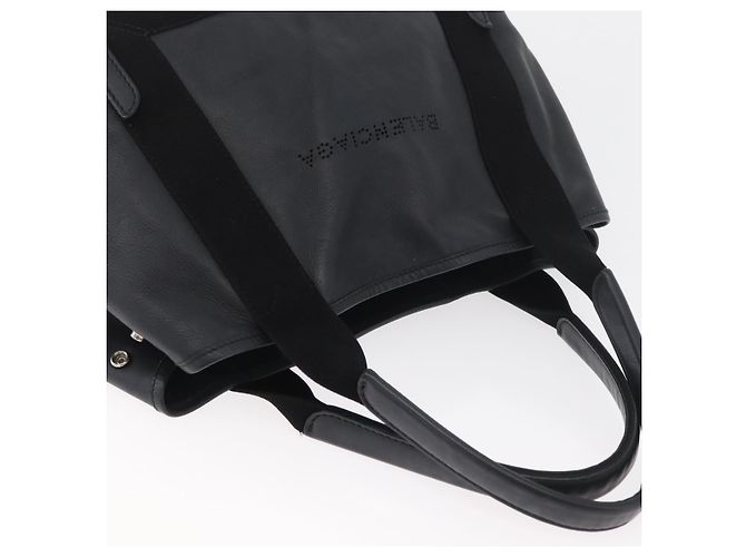 BALENCIAGA Navy Kabas S Tote Bag Leder Schwarz Silber 339933 Auth 180690 - Ansicht 6