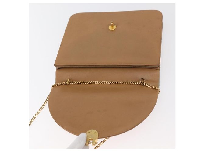 Borsa a tracolla con catena Christian Dior in pelle beige e oro Auth BA12791 D'oro - vista 10