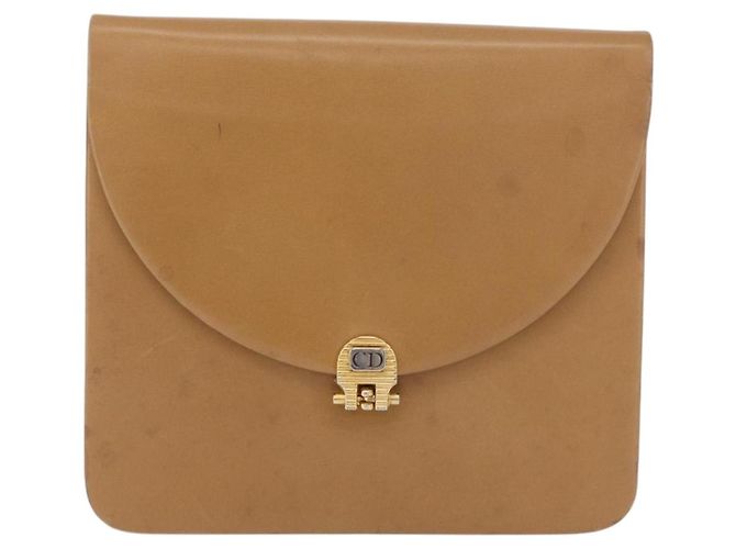 Borsa a tracolla con catena Christian Dior in pelle beige e oro Auth BA12791 D'oro - vista 13