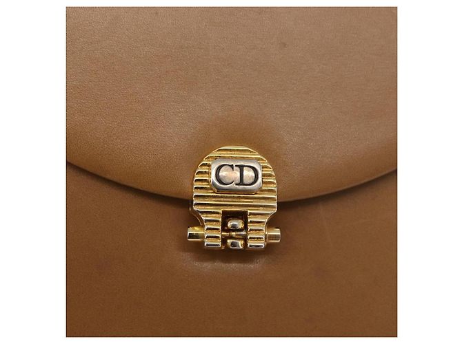 Borsa a tracolla con catena Christian Dior in pelle beige e oro Auth BA12791 D'oro - vista 17
