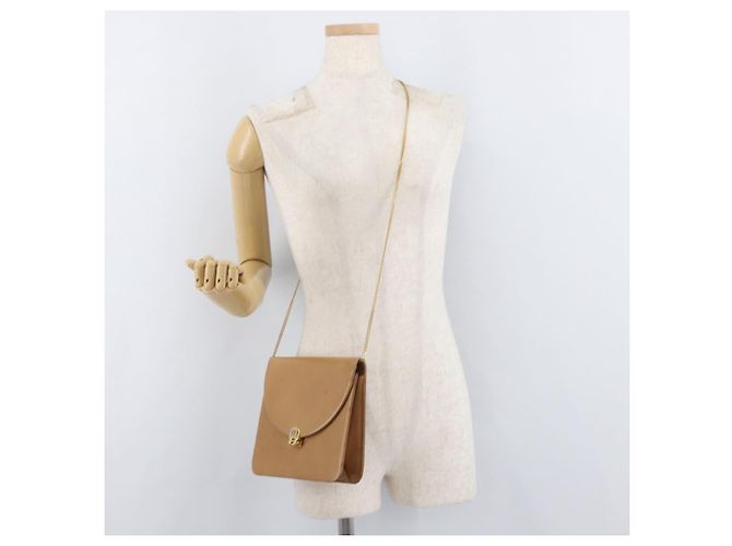 Borsa a tracolla con catena Christian Dior in pelle beige e oro Auth BA12791 D'oro - vista 21