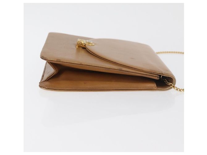 Borsa a tracolla con catena Christian Dior in pelle beige e oro Auth BA12791 D'oro - vista 3