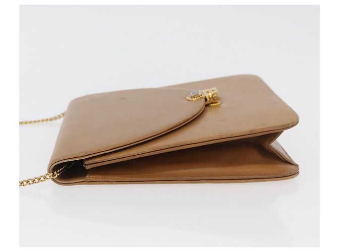 Borsa a tracolla con catena Christian Dior in pelle beige e oro Auth BA12791 D'oro - vista 4