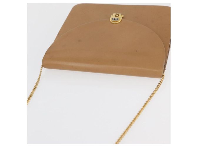 Borsa a tracolla con catena Christian Dior in pelle beige e oro Auth BA12791 D'oro - vista 6