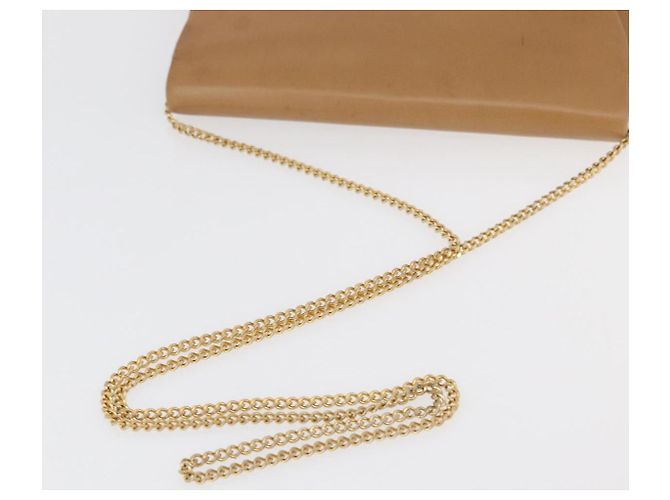 Borsa a tracolla con catena Christian Dior in pelle beige e oro Auth BA12791 D'oro - vista 7