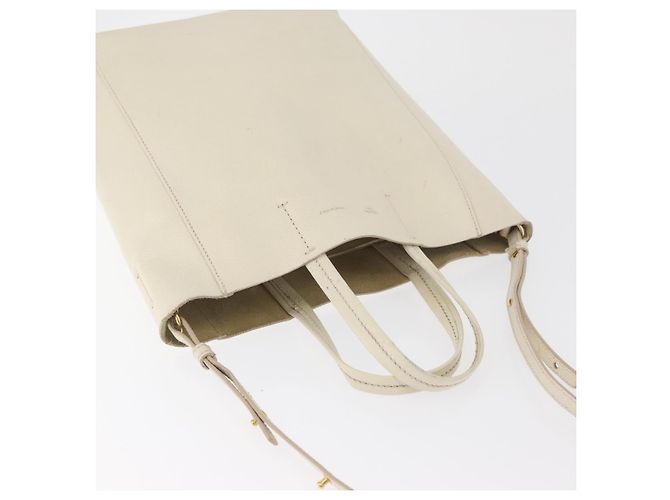 Céline Sac cabas CELINE en cuir 2way Ivoire Or Auth 180628 Doré Écru - vue 6
