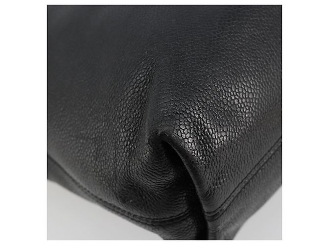 CHANEL Tote Bag Caviar Leder Schwarz Gold CC Auth BA12903 Golden - Ansicht 14