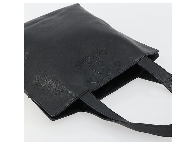 CHANEL Tote Bag Caviar Leder Schwarz Gold CC Auth BA12903 Golden - Ansicht 6