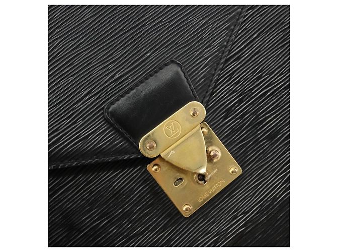 LOUIS VUITTON Epi Serviette Conseiller Business Bag Black M54422 LV Auth BA12698 Nero - vista 19