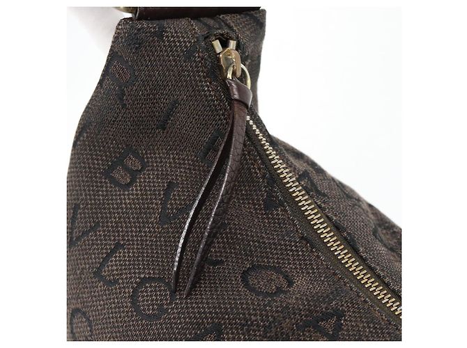 Bulgari Borsa a Spalla BVLGARI Logo Mania Tela Marrone Oro Auth bs35281 D'oro - vista 10