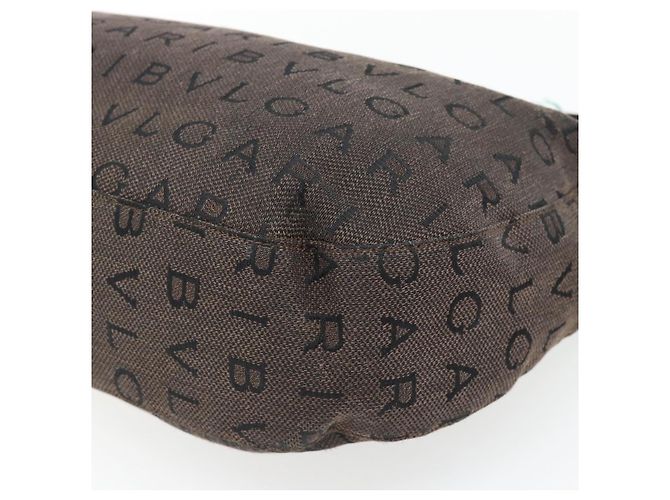 Bulgari Borsa a Spalla BVLGARI Logo Mania Tela Marrone Oro Auth bs35281 D'oro - vista 15