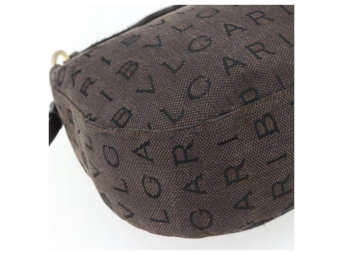 Bulgari Borsa a Spalla BVLGARI Logo Mania Tela Marrone Oro Auth bs35281 D'oro - vista 16