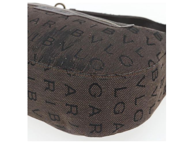 Bulgari Borsa a Spalla BVLGARI Logo Mania Tela Marrone Oro Auth bs35281 D'oro - vista 9