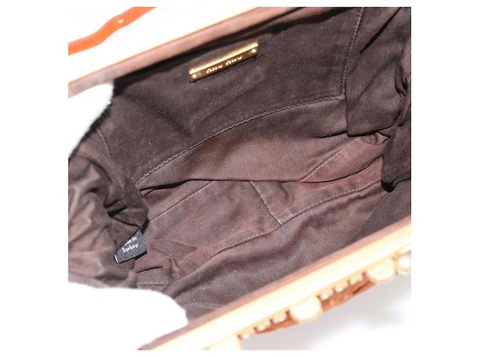Borsa a Spalla Miu Miu Matelasse Pelle Orange Gold Auth 181161 D'oro Arancione - vista 11