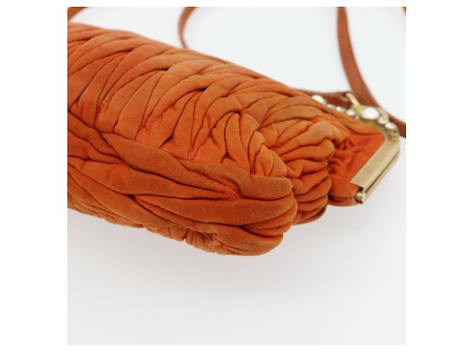 Borsa a Spalla Miu Miu Matelasse Pelle Orange Gold Auth 181161 D'oro Arancione - vista 14