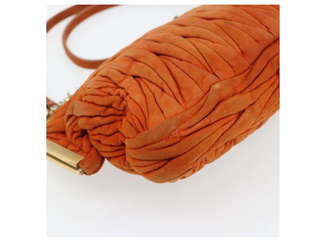 Borsa a Spalla Miu Miu Matelasse Pelle Orange Gold Auth 181161 D'oro Arancione - vista 15
