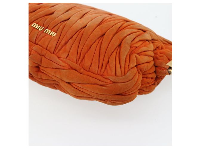 Borsa a Spalla Miu Miu Matelasse Pelle Orange Gold Auth 181161 D'oro Arancione - vista 16