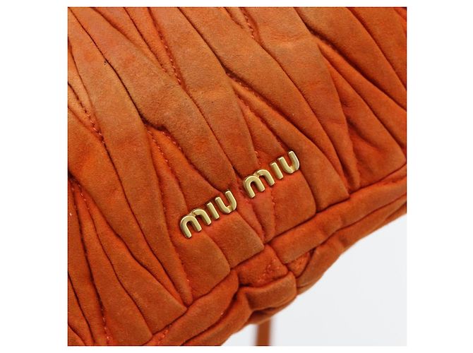 Borsa a Spalla Miu Miu Matelasse Pelle Orange Gold Auth 181161 D'oro Arancione - vista 17