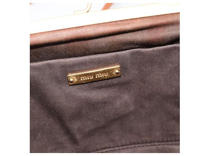 Borsa a Spalla Miu Miu Matelasse Pelle Orange Gold Auth 181161 D'oro Arancione - vista 18