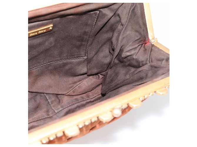 Borsa a Spalla Miu Miu Matelasse Pelle Orange Gold Auth 181161 D'oro Arancione - vista 19