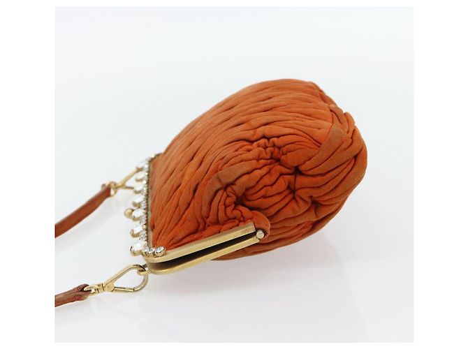 Borsa a Spalla Miu Miu Matelasse Pelle Orange Gold Auth 181161 D'oro Arancione - vista 3