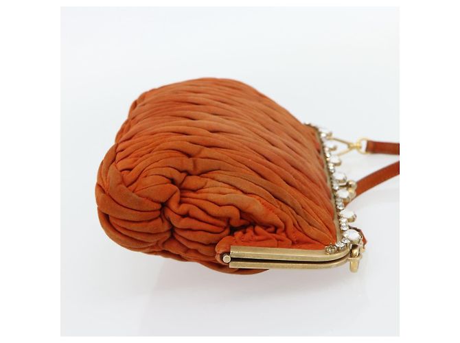 Borsa a Spalla Miu Miu Matelasse Pelle Orange Gold Auth 181161 D'oro Arancione - vista 4