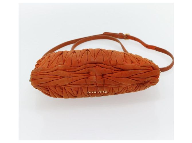 Borsa a Spalla Miu Miu Matelasse Pelle Orange Gold Auth 181161 D'oro Arancione - vista 5