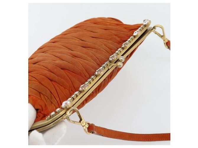 Borsa a Spalla Miu Miu Matelasse Pelle Orange Gold Auth 181161 D'oro Arancione - vista 6