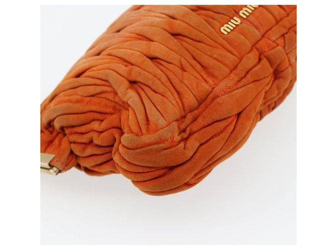 Borsa a Spalla Miu Miu Matelasse Pelle Orange Gold Auth 181161 D'oro Arancione - vista 9