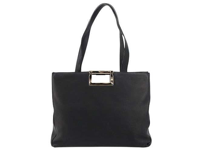Borsa a mano Salvatore Ferragamo in pelle nera e oro Auth ka4450A Nero D'oro - vista 13