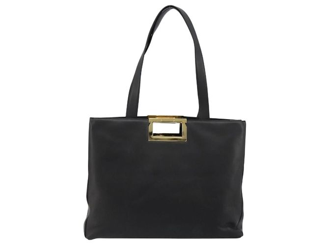 Borsa a mano Salvatore Ferragamo in pelle nera e oro Auth ka4450A Nero D'oro - vista 2