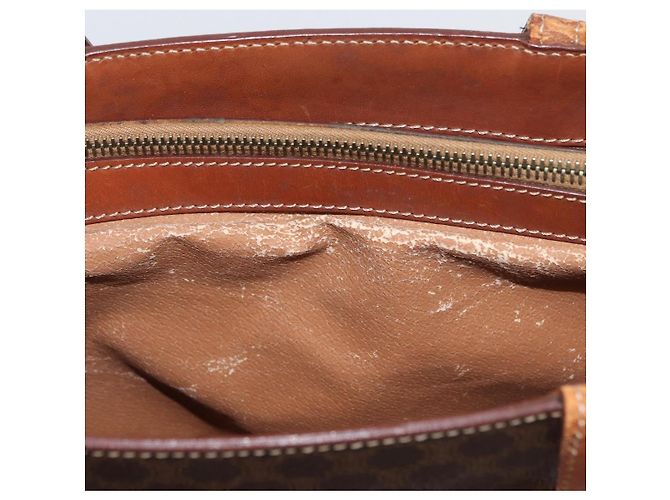 Céline Borsa CELINE Macadam in tela e pelle PVC marrone oro Auth 181540 D'oro - vista 11